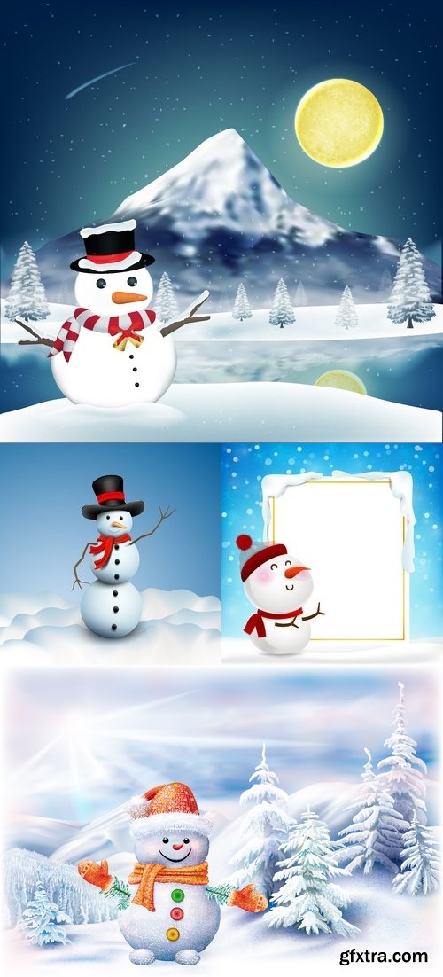 Vectors - Backgrounds with Snowman 27