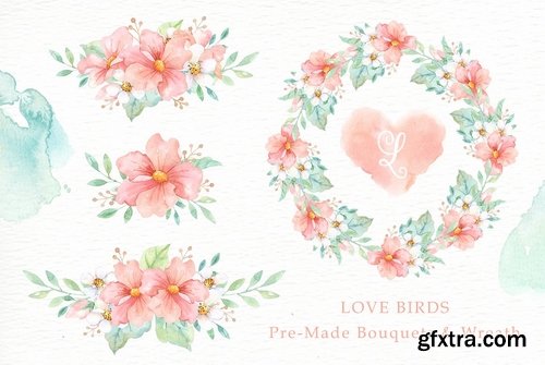 CM - Love Birds Watercolor Cliparts 2206179