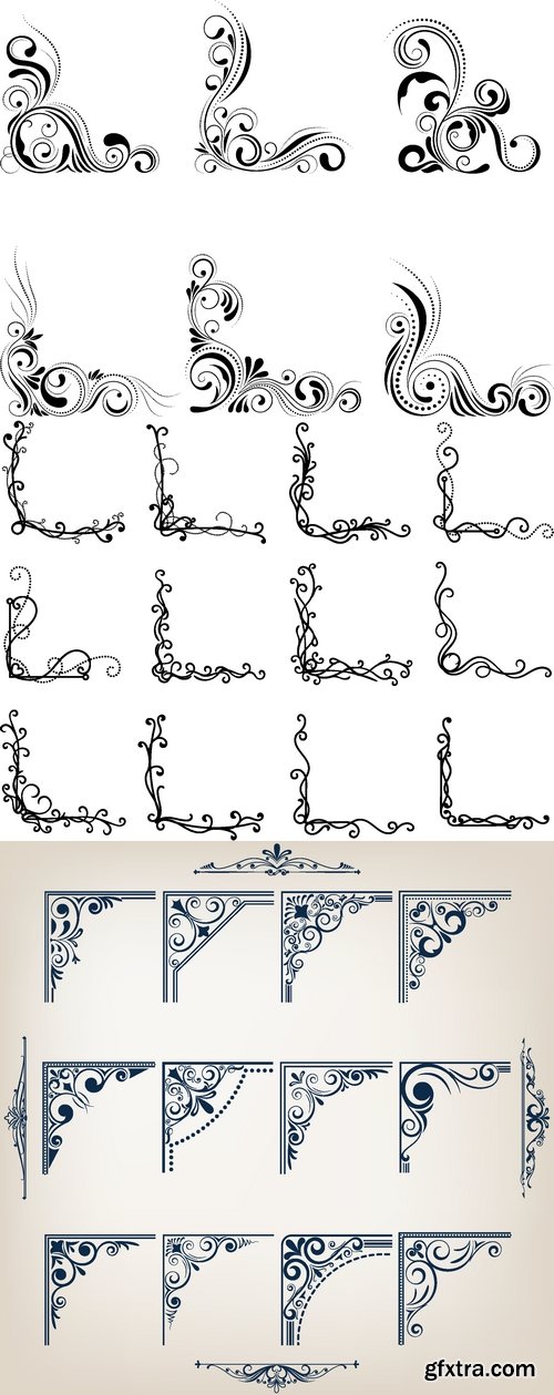 Vectors - Ornamental Floral Corners 24