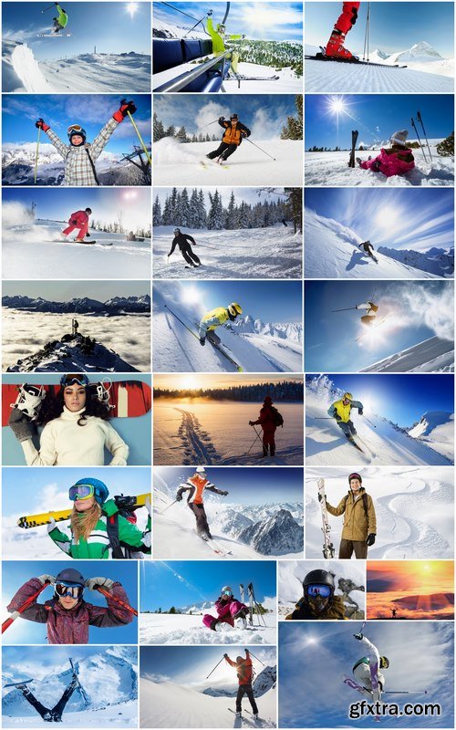 Mountain skier skiing slope snow snowboard winter holidays 25 HQ Jpeg