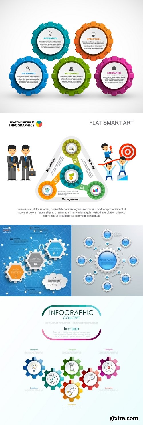 Vectors - Infographics with Gears 39