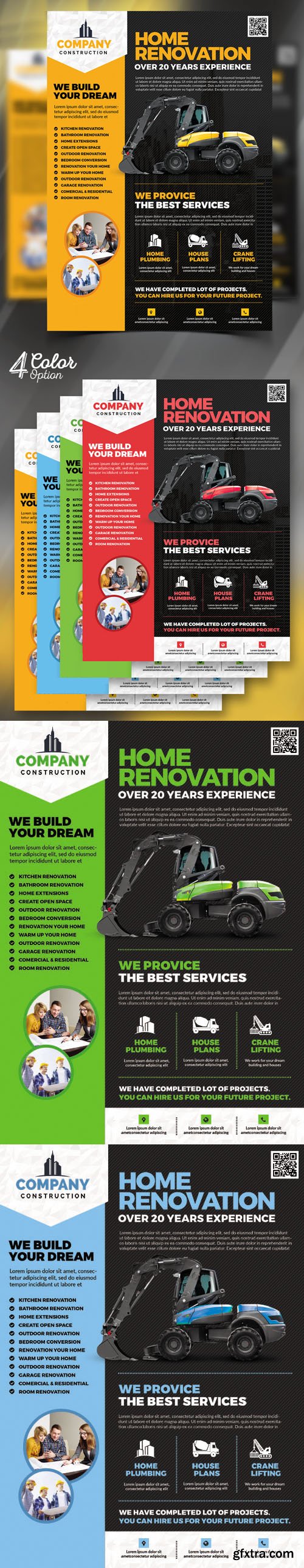 Construction Company Flyer PSD Bundle [4 Colors]