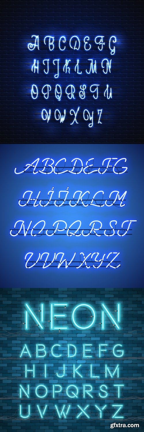 Vectors - Blue Neon Alphabets 19