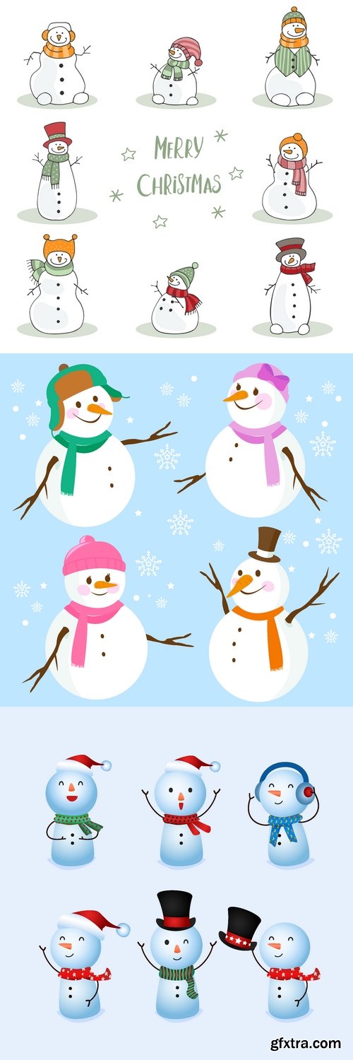 Vectors - Funny Cartoon Snowman 17