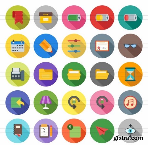 50 Web Interface Flat Shadowed Icons