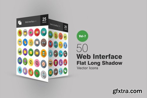 50 Web Interface Flat Shadowed Icons