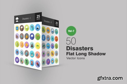 50 Disasters Flat Shadowed Icons