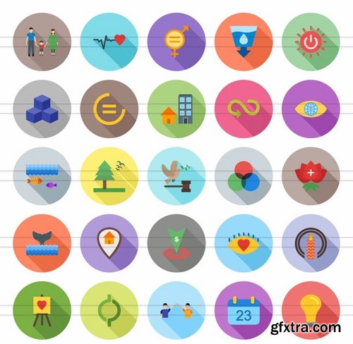 50 Community Flat Shadowed Icons