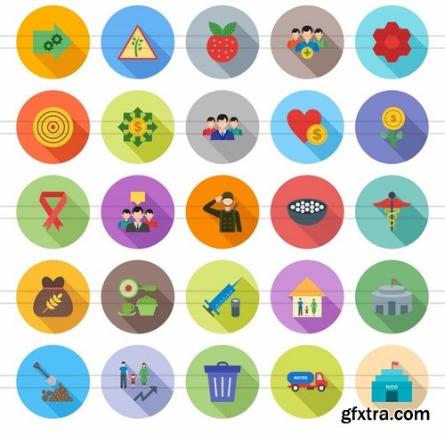 50 Community Flat Shadowed Icons