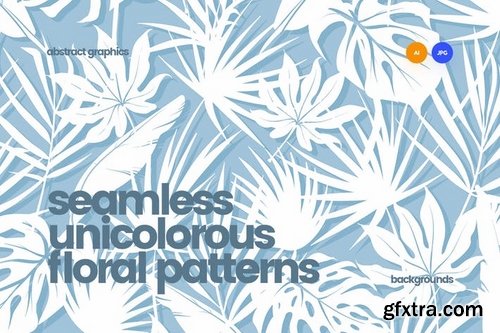 Unicolorous Seamless Floral Patterns  Backgrounds