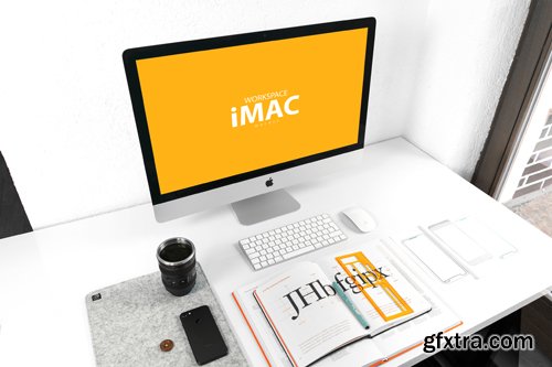 PSD Mock-Up - Workspace iMac 2018