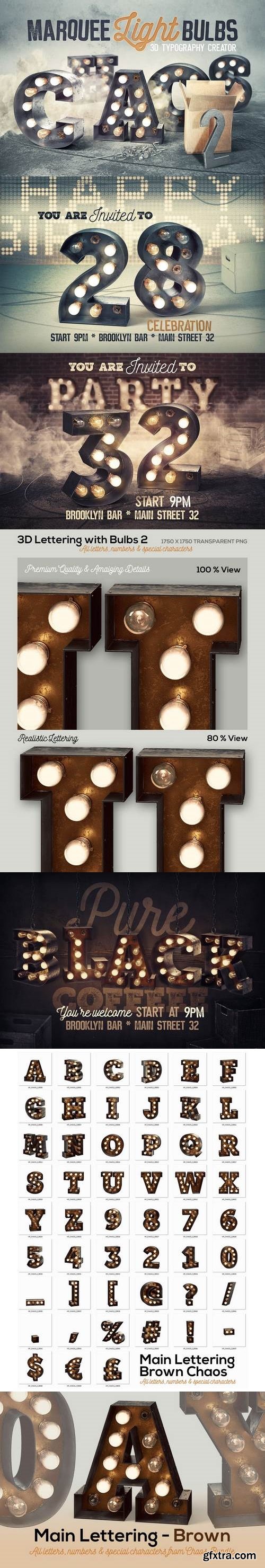 Marquee Light Bulbs Chaos 2 - Brown Lettering