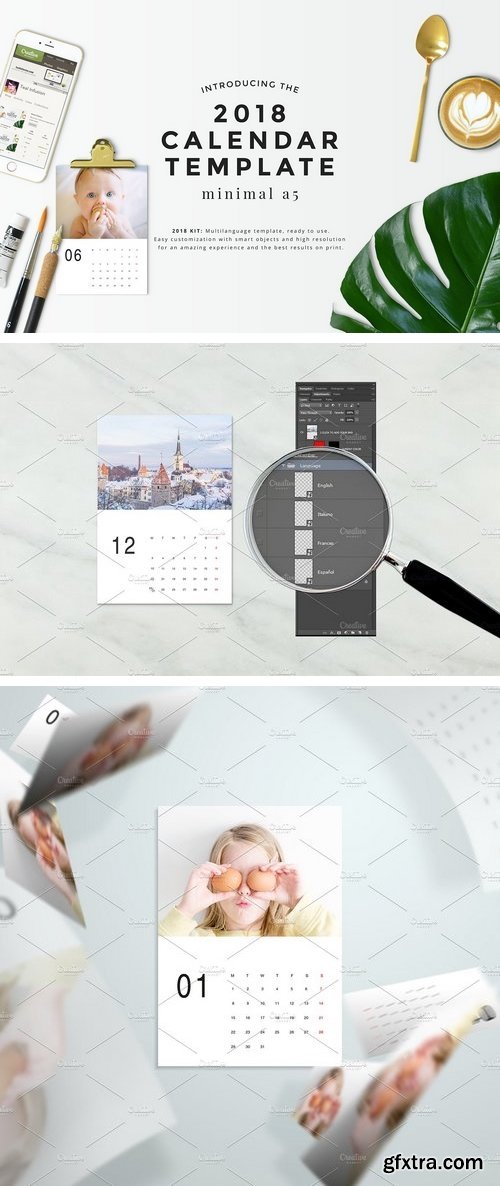 CM - Minimal A5 - 2018 Calendar Template 1993985