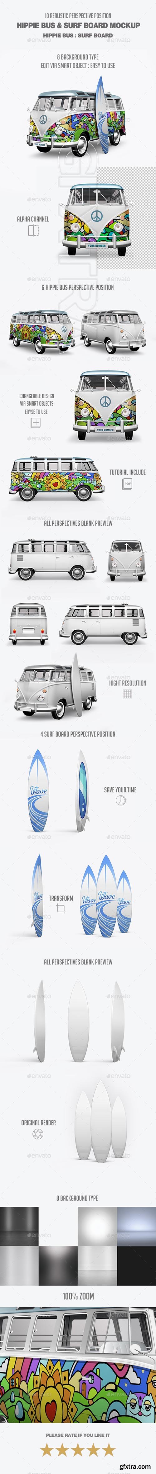 Graphicriver - Hippie Bus & Surf Board Mock-Up 21295793