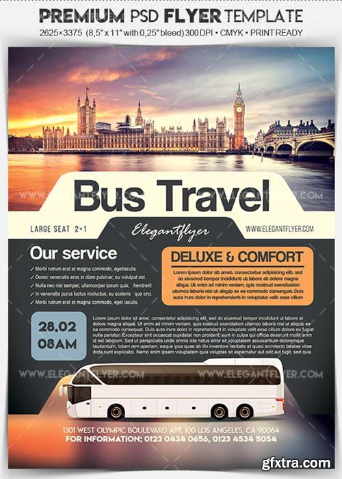 Bus Travel V1 2018 Flyer PSD Template + Facebook Cover