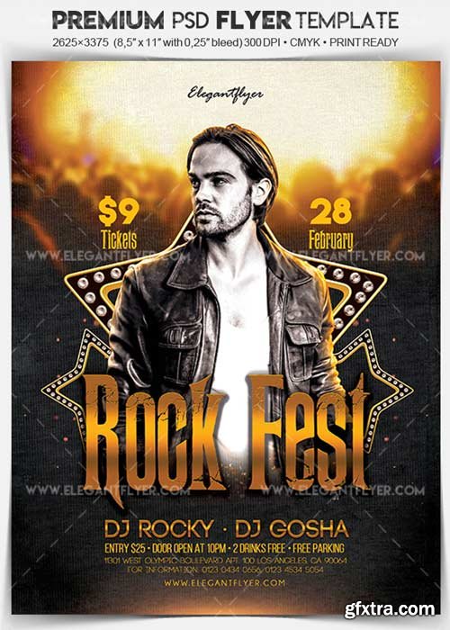 Rock Fest V1 2017 Flyer PSD Template + Facebook Cover