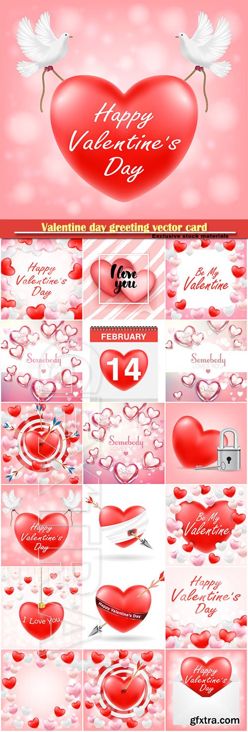 Valentine day greeting vector card, hearts i love you