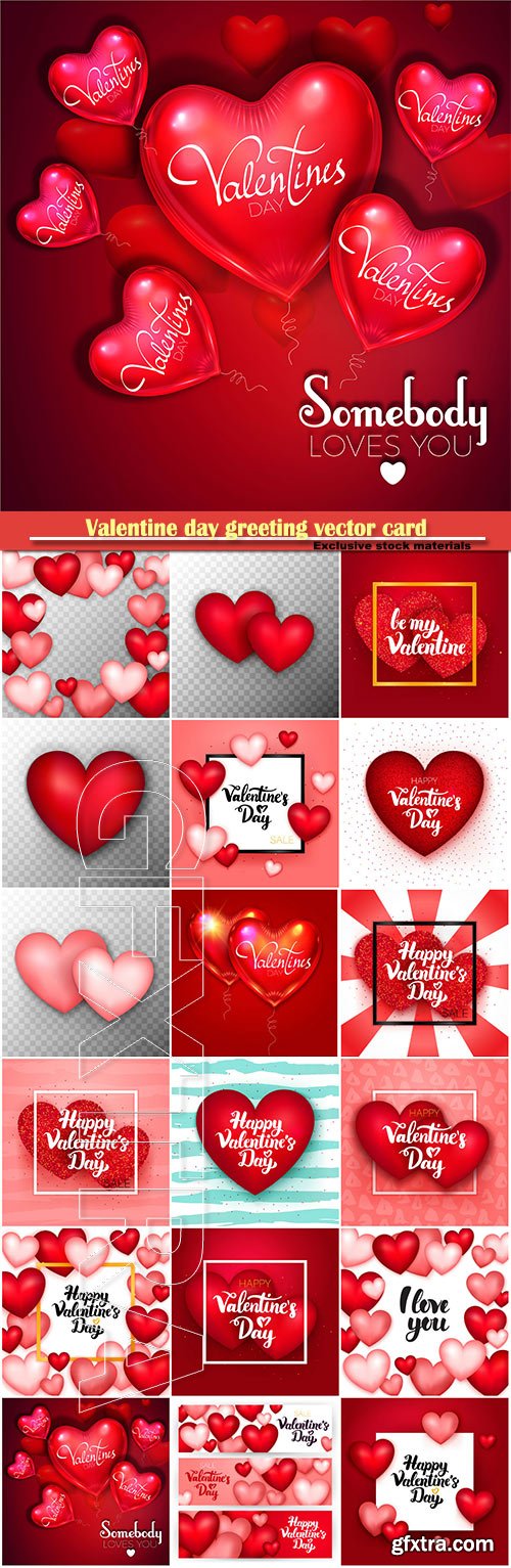 Valentine day greeting vector card, hearts i love you # 3