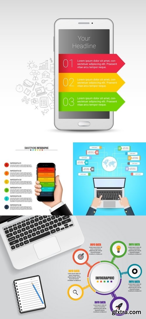 Vectors - Infographic with Modern Devices 17