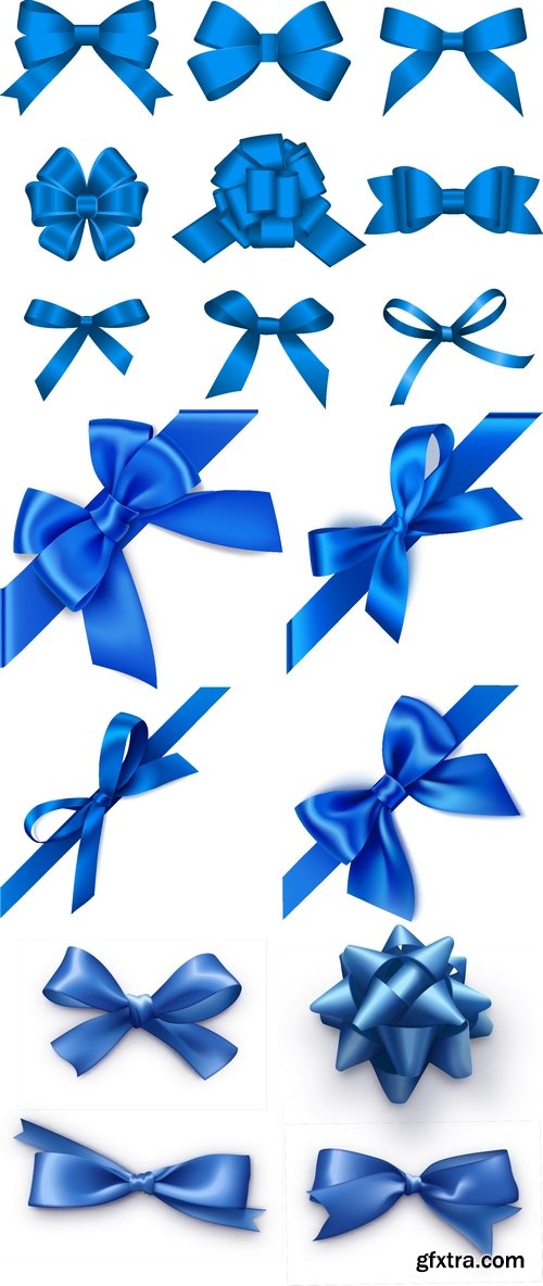 Vectors - Realistic Blue Bows Set