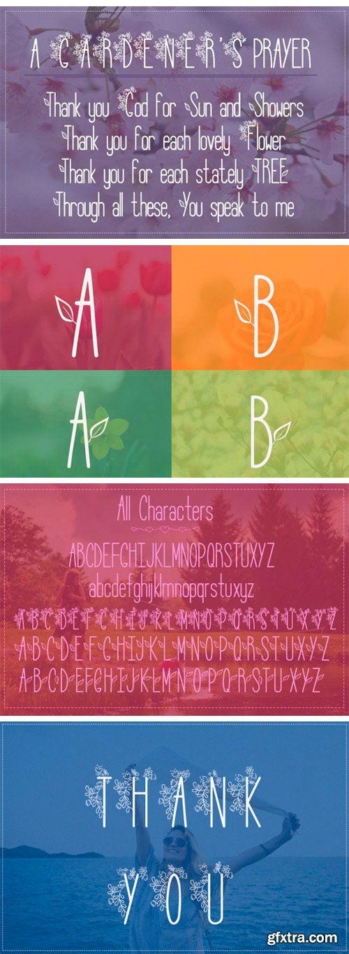 Thehungryjpeg - Lily Bloom Flowery Font with 4 Styles 65403