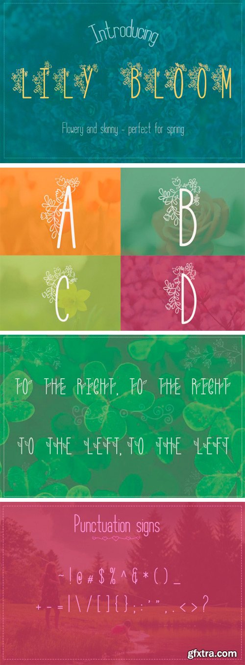 Thehungryjpeg - Lily Bloom Flowery Font with 4 Styles 65403