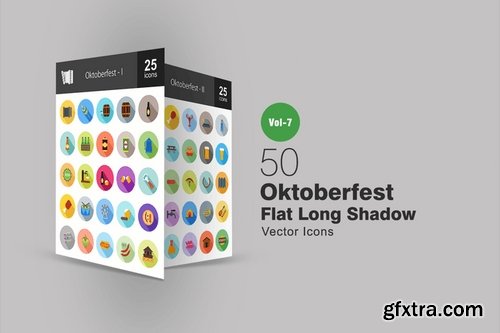 50 Oktoberfest Flat Shadowed Icons