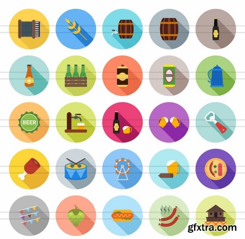 50 Oktoberfest Flat Shadowed Icons