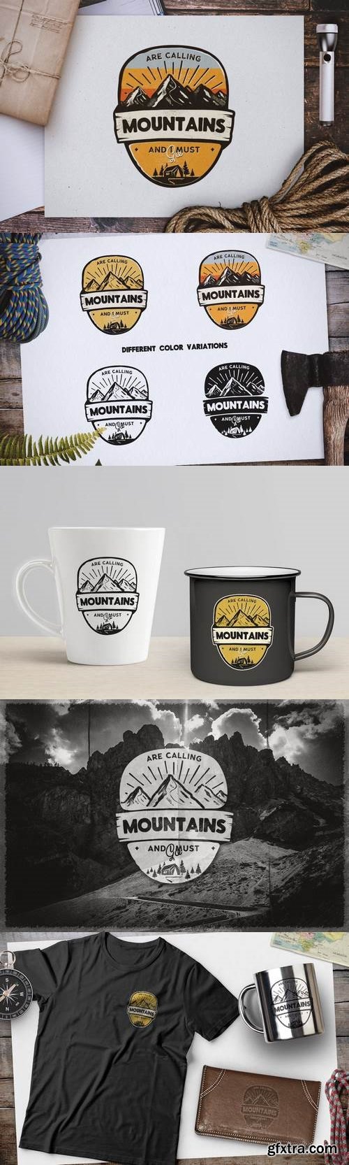 Mountains Calling Badge / Vintage Travel Logo