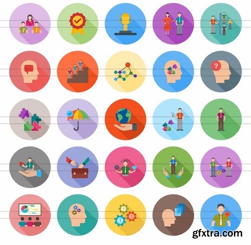 50 Soft Skills Flat Shadowed Icons