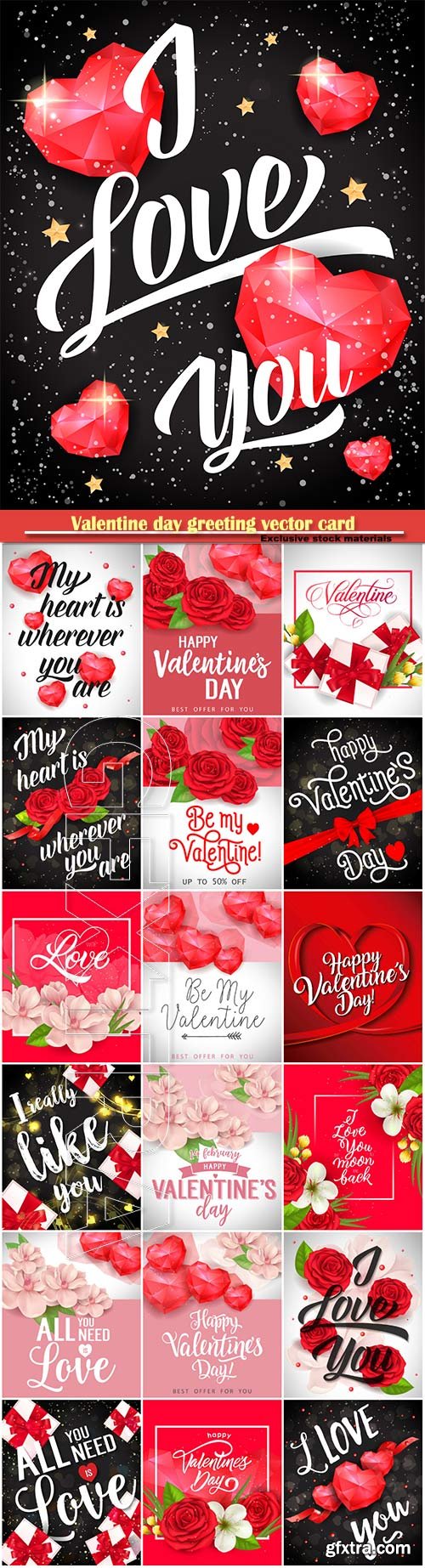 Valentine day greeting vector card, hearts i love you # 21