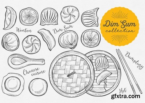 Asian Food Dim Sum Illustrations