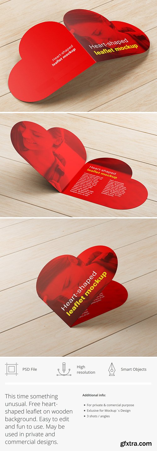 Heart Shaped Leaflet Psd Mockup Template Gfxtra