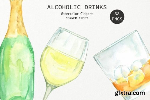 Watercolor Alcoholic Drinks Illustration