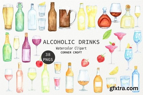 Watercolor Alcoholic Drinks Illustration