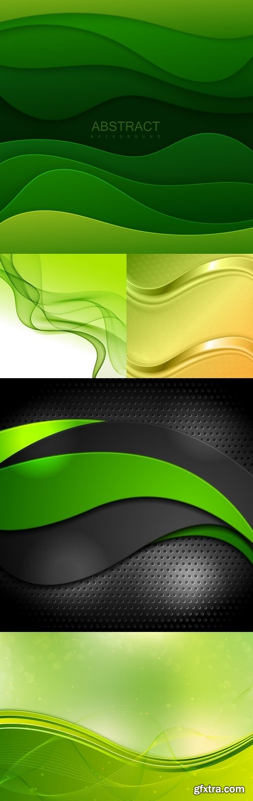 Vectors - Green Waves Backgrounds 4