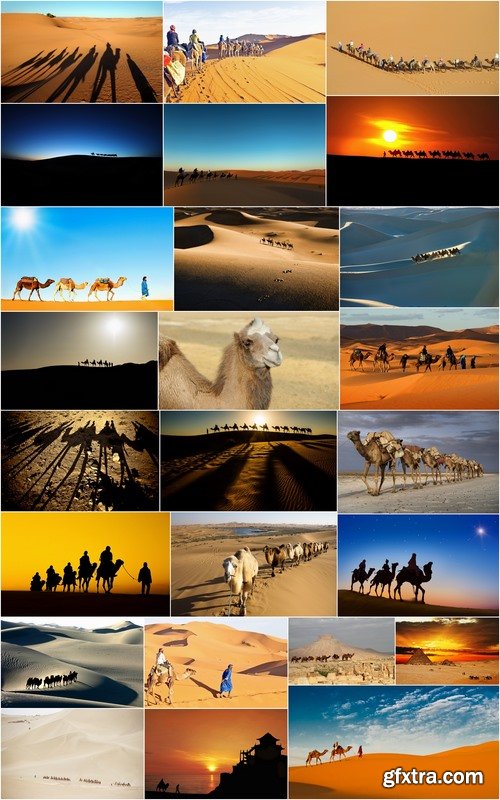 Camel caravan traveler Tuareg desert dune sand barchan 25 HQ Jpeg