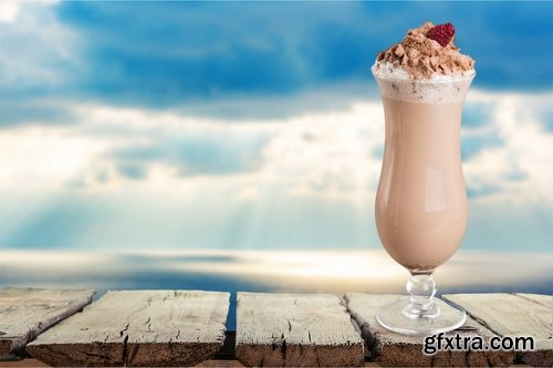 Milkshake drink cream chocolate mousse with fruit milk 25 HQ Jpeg