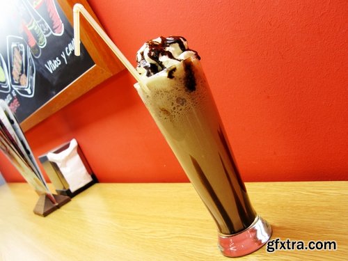 Milkshake drink cream chocolate mousse with fruit milk 25 HQ Jpeg