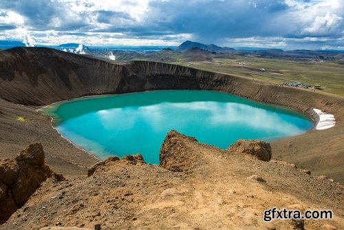 Crater cavity in the ground meteor pit nature landscape lake in the crater 25 HQ Jpeg