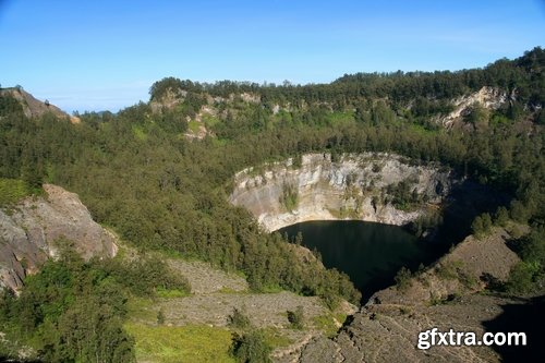 Crater cavity in the ground meteor pit nature landscape lake in the crater 25 HQ Jpeg