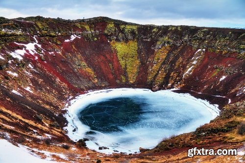 Crater cavity in the ground meteor pit nature landscape lake in the crater 25 HQ Jpeg