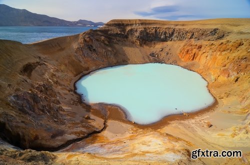 Crater cavity in the ground meteor pit nature landscape lake in the crater 25 HQ Jpeg