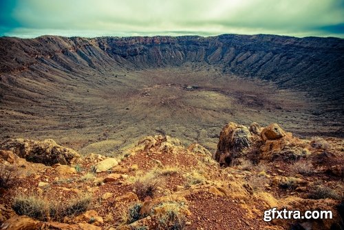 Crater cavity in the ground meteor pit nature landscape lake in the crater 25 HQ Jpeg