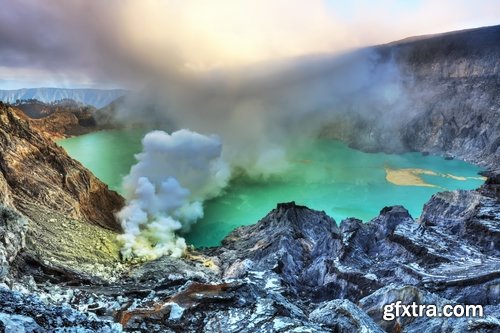 Crater cavity in the ground meteor pit nature landscape lake in the crater 25 HQ Jpeg