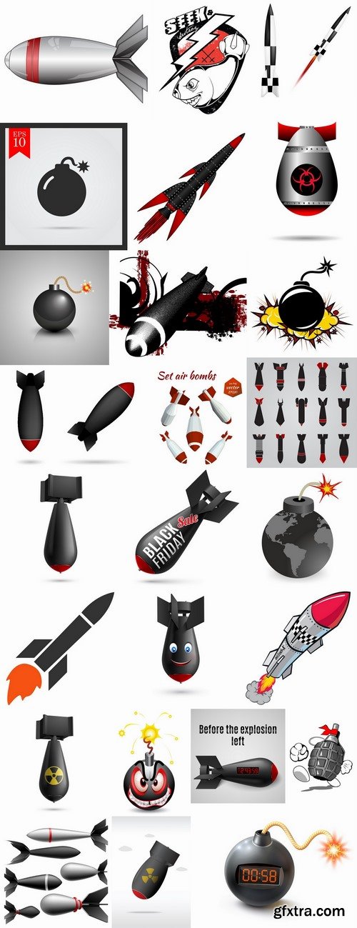 Bomb rocket projectile vector image 25 EPS