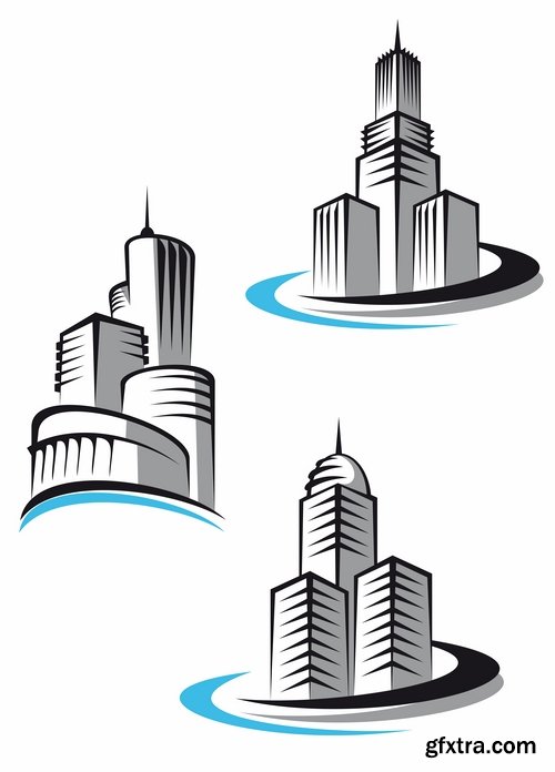 Icon logo house building skyscraper Web site design business campaign 25 EPS