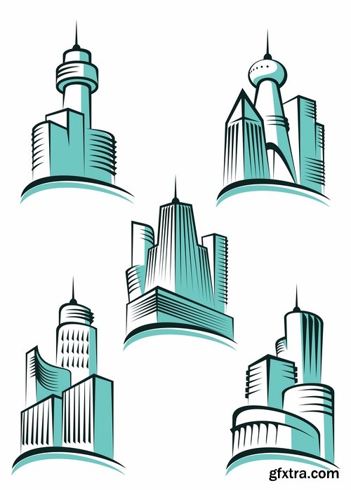 Icon logo house building skyscraper Web site design business campaign 25 EPS
