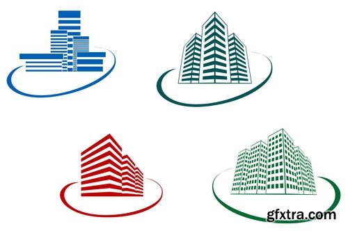 Icon logo house building skyscraper Web site design business campaign 25 EPS