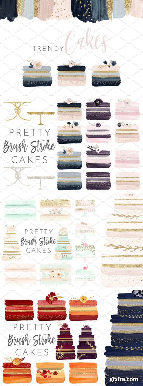 CM - Brush Stroke Floral Watercolor Cakes 2176738